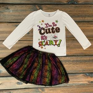 Way to Celebrate Halloween I’m So Cute It’s Scary LS Shirt & Multicolor Skirt 4T